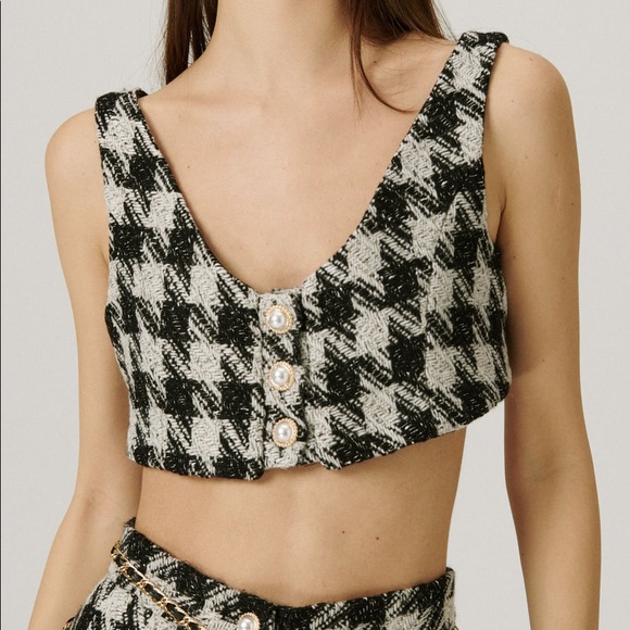 Houndstooth tweed top - Picture 1 of 10